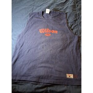 Vintage 90s Wilson Mens Shirt XLarge Blue Sleeveless Crewneck Pullover USA Made